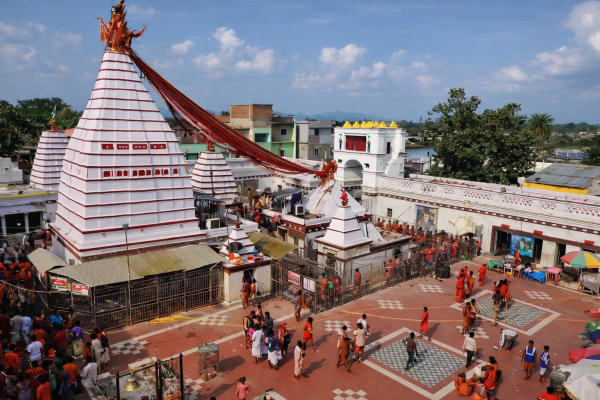 Temple courtyard in vibrant serenity